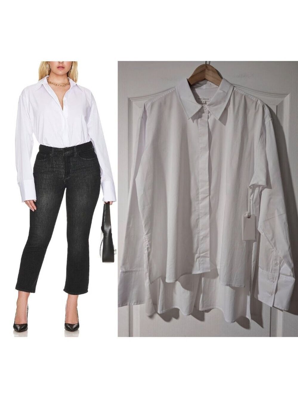 NWT Good American | Oversized Poplin Shirt in White